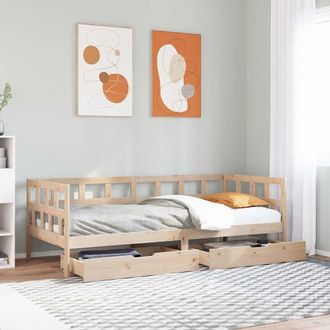 Berkfield Home Daybed with Drawers without Mattress 90x190 cm Single Solid Wood in Brown