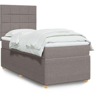 vidaXL Cama Box Spring Con Colch&oacute;n Tela Gris Taupe 90x200 Cm Vidaxl