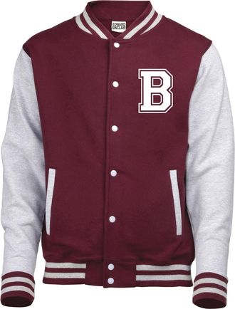 Edward Sinclair | 9-11YRS | Named VARSITY JACKET with name and initial | BURGUNDY | HEATHER GREY SLEEVES