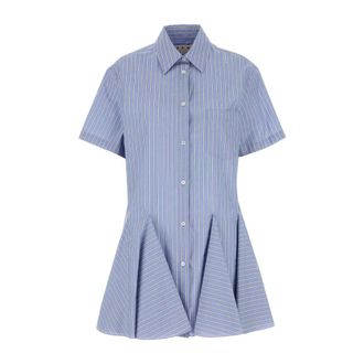 Marni Shirt Dresses, female, Blue, Size: XS Embroidered Poplin Shirt Dress