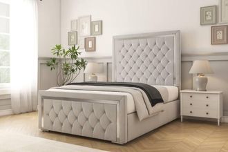Comfort Beds Sofia Chrome Plush Bed Frame - 50 Upholstered Headboard in Silver | Size: Single