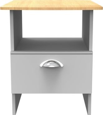 Welcome Furniture Westminster Ready Assembled Bottom Drawer Lamp Table in Grey Matt & Riviera Oak - Welcome Furniture | TJ Hughes