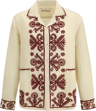 Baziszt Camicia Foug&egrave;re con ricamo - Toni neutri