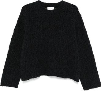 Loulou Studio Trui met kantensteek - Dames - Ronde hals truien - Zwart - S - Truien & Vesten