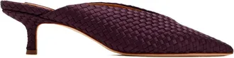 Naghedi woven-deisgn heeled mules - women - CALFSKIN/Satin/Calf Leather/Calf Leather - 38 - Purple