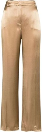 Alberta Ferretti Flare Broeken - Dames - Wijde Broeken - Beige - M - Leer - Broeken