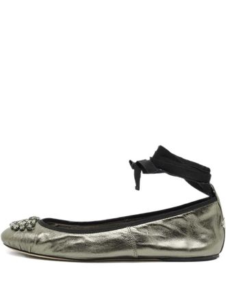 Jimmy Choo London Grace crystal-embellished ballet flats - Silver