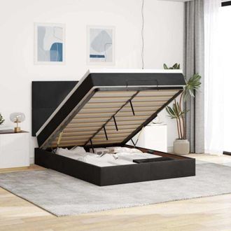 vidaXL Vidaxl - Estructura De Cama Otomana Con Colchones Terciopelo Negro