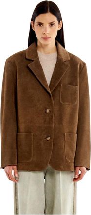 Vicolo Suede Over Jacket - Dames - Leren en Su&egrave;de Jassen - Bruin - M - Leer - Jassen