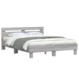 Berkfield Home Durable Bed Frame with LED without Mattress Grey Sonoma 150x200 c | Size: King