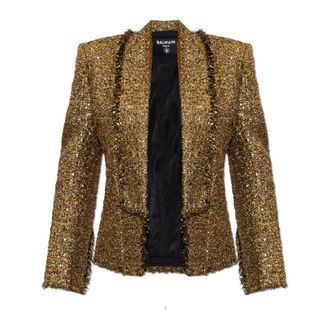 Balmain Blazer in Tweed con Paillettes - - Jackets - Donna - Giallo - L