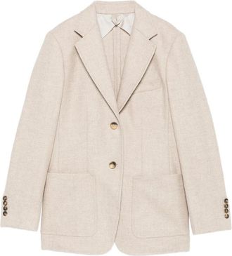 Max Mara Beige Notched Lapel Blazer