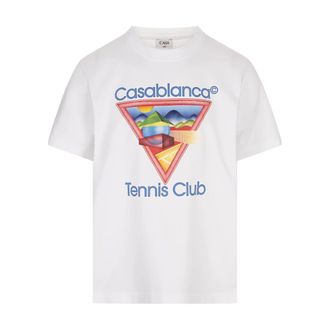 Casablanca T-Shirts, male, White, M, Tennis Club Icon Short Sleeve T-Shirt