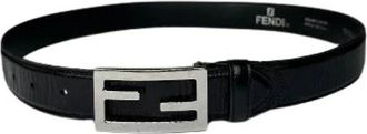 Fendi Pre-owned Vintage FF Logo Leren Riem - Dames - Vintage Accessoires - Zwart - ONE Size - Leer - Vintage