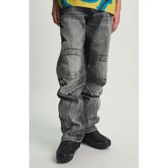 Rta Alwin Tapered Straight Leg Moto Jeans in Ash Faded at Nordstrom, Size 38