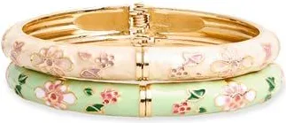 Natasha 2-Pack Enamel Hinge Bracelets in Cream/Mint at Nordstrom Rack
