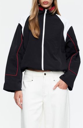 Lioness Shoreline Colorblock Windbreaker Jacket in Noir at Nordstrom, Size X-Small