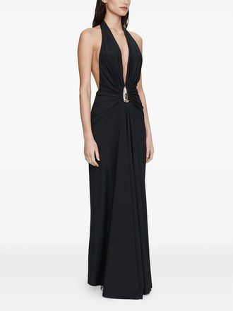 CHRISTOPHER ESBER Crystal Pendant Ruched Dress