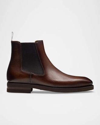 Magnanni Men & apos;s Lonny Grained Leather Chelsea Boots