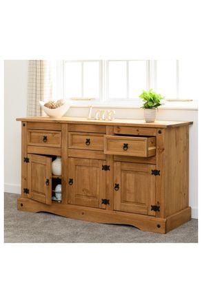 Seconique Corona 3 Door 3 Drawer Sideboard in Natural