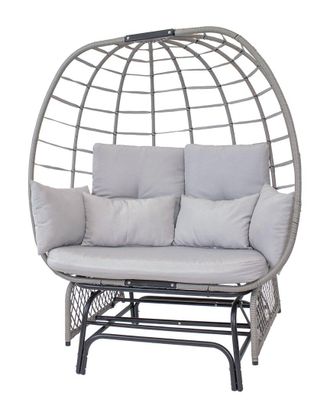 Sunnydaze Outdoor Double Egg Chair Glider With Cushions & Pillows