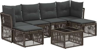 vidaXL Conjunto De Sof&aacute;s De Jard&iacute;n 7 Uds. Gris Rat&aacute;n Sint&eacute;tico Vidaxl