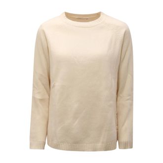 KANGRA Round-neck Knitwear, female, Beige, Size: S Italian Wool/Cashmere Sweater