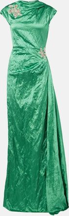 Erdem Draped embellished satin gown