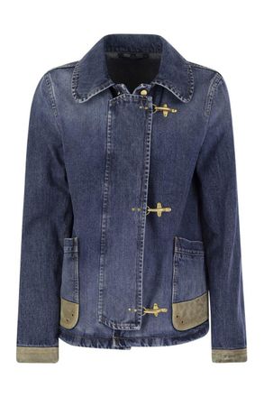 Fay Womens 3-hook Denim Jacket - Blue Cotton - Size Medium