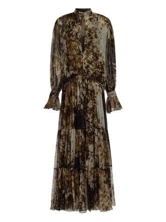 Roberto Cavalli Appaloosa-print maxi dress - women - Viscose/Silk - 46 - Brown