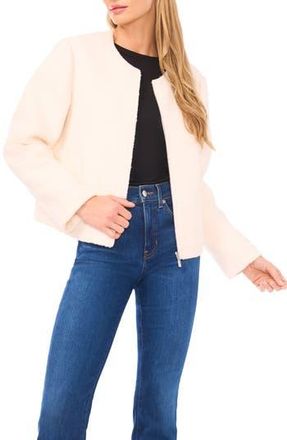 Halogen High Pile Fleece Crop Zip Jacket in New Ivory at Nordstrom Rack, Size X-Large P
