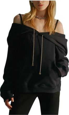 Circus Hotel Bardot Neckline Hoodie - Dames - Hoodies - Zwart - S - Katoen - Hoodies & sweatvesten