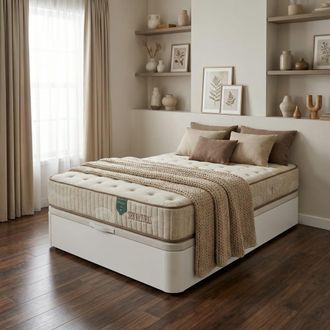 BeZen Pack canap&eacute; madera blanco + colch&oacute;n natural zen 150x200 cm