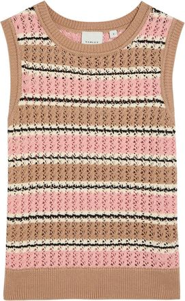 Varley Deeley Striped Open-knit Cotton Tank top - Taupe - Xxs (UK4 / Xxs)
