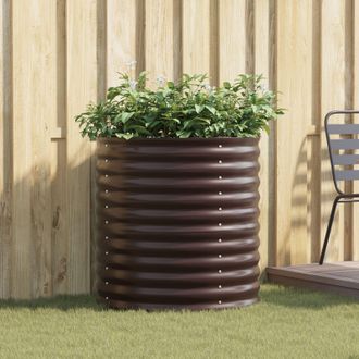 Berkfield Home Garden Raised Bed - Brown 80x80x81 cm Galvanized Steel | Size: 80 x 80 x 81 cm
