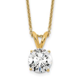 Diamond2Deal 14k Gold 1 Ct Lab Grown Diamond Round Solitaire Pendant Necklace 18
