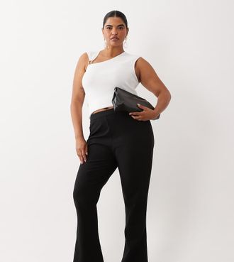 Asos Curve pantaloni svasati sartoriali neri-Nero