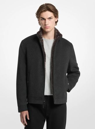 Michael Kors Brett Faux Fur Trim Woven Jacket