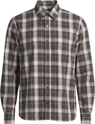 PESERICO Geruite Flanellen Blouse - Heren - Casual Overhemden - Bruin - M - Katoen - Overhemden