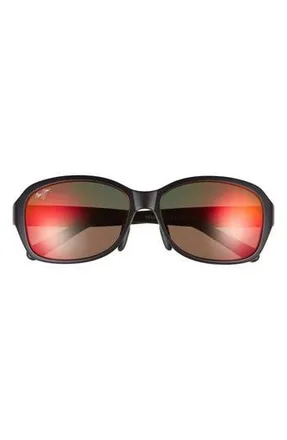 Maui Jim Polarized Square Sunglasses in Black Black Lava at Nordstrom Rack
