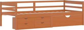 vidaXL Estructura De Cama Almacenaje Sin Colch&oacute;n Marr&oacute;n Miel 90x200 Cm Vidaxl