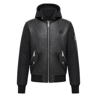 Philipp Plein Eco Leather Nylon Bomber - - Jackets - Uomo - Nero - L