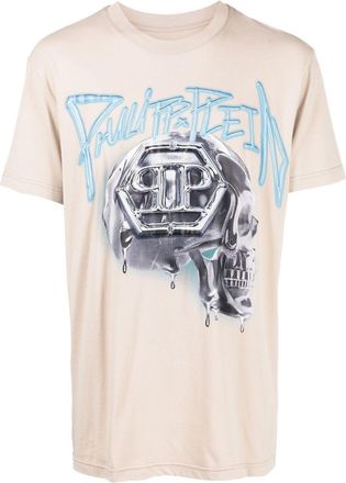 Philipp Plein skull-print short-sleeve T-shirt - men - Cotton - XXXXL - Neutrals