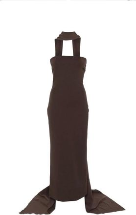 Solace London Gowns, female, Brown, Size: 2XS Strapless Cowl Neck Gown