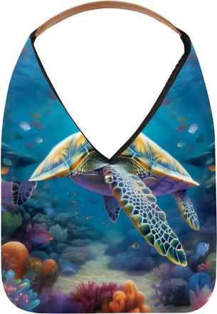 Generic Sea Turtle Underwater World Reusable Lightweight Grocery Bags - Foldable Into Compact Pouch, Washable & Sturdy, Multipurpose for Shopping and Travel