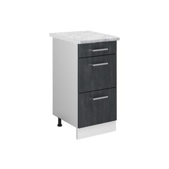 Vicco Mueble Bajo De Cocina R-line, Hormig&oacute;n Negro, 40 Cm Et M&aacute;rmol
