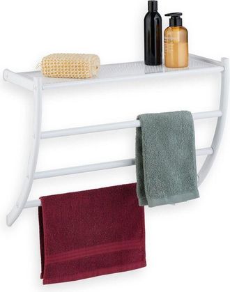 OEM Toallero De Pared, Alto X Ancho X Profundidad: 44 X 56,5 X 23 Cm, Estante Y 3 Barras, Soporte Para Toallas De Ba&ntilde;o, Blanco