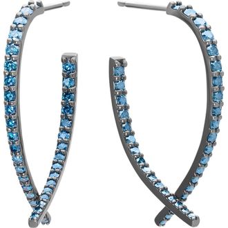 Lana Jewelry Small 14K Gold Blue Diamond Upside Down Hoop Earrings in Black Gold at Nordstrom