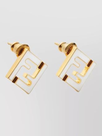 Fendi geometric two tone metal detail earrings