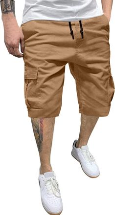 Generic Mens Work Cargo Shorts Men 3 Quarter Length Coat with Multi Pockets Workwear Casual Short Pants Beach Shorts Beach Party Swim Shorts Utility Work Shor